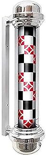 Barber Pole Light Outdoor 35”Flat Top LED Barber Pole Lamp Salon Equipment Black White Stripes Rotat