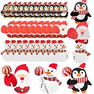 25Pcs/Pack Christmas Candy Gift Box Packing Decor Cards/ Lovely Cartoon Santa Claus Deer Lollipop Paper Cards Holders