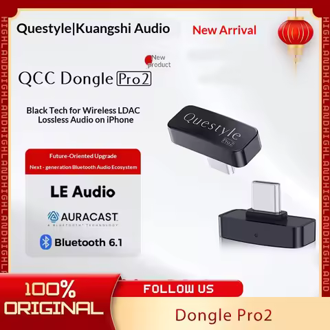 Questyle QCC Dongle Pro2 LDAC Lossless Bluetooth 6.1 Support APTX Adaptiv Sound with AptX Transmitte