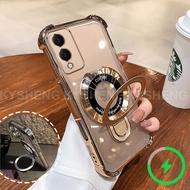 Case for VIVO Y17S Y28 5G phone case new magnetic charging bracket four corner anti drop transparent
