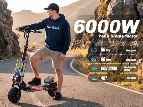 ONEONA GT8 Foldable Off Road Electric Scooter for Adults, 6000W Peak Motor, 60V 33Ah Battery, Up to 
