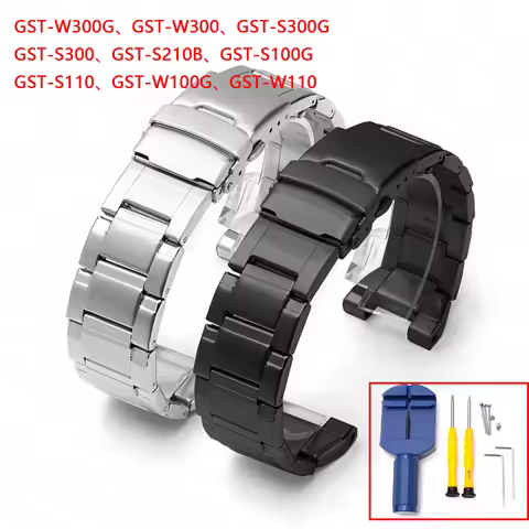 Strap for Casio G-Shock GST-W300/400G B100 S310 S120 S110 W110 Men Stainless Steel Metal Replacement