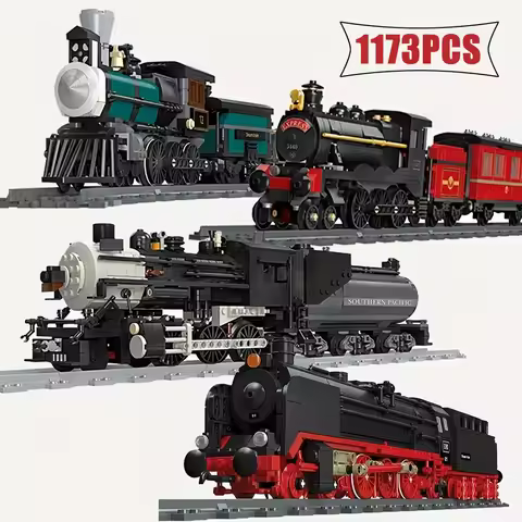Creative Steam Train Railway Series Building Blocks Model Children's Diy City Building Block Toys Fo