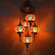 5 Heads Turkey Ethnic Customs Handmade Mosaic Lamp Romantic Hotel Cafe Restaurant Bar Pendant Light 