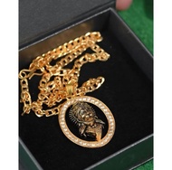 ROUND HANUMAN PENDANT WITH GOLD PLATED CHAIN