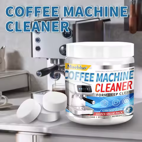 100 Tablets Coffee Machine Cleaning Tablets,Coffee Machine Descaling Agent for Household Cleaning Co