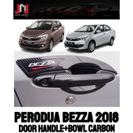 (cf)Perodua Bezza 2018 2019 2020 Door Handle with sense button / Bowl Cover with bezza sticker logo 
