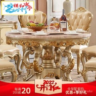 superior productsChampagne Gold European Dining Tables and Chairs Set Solid Wood Marble round Table Household round Dini
