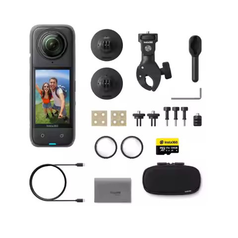 Insta360 X4 Motorcycle Bundle- 8K Waterproof 360 Action Camera, 4K Wide-Angle Video, 135-Min Battery