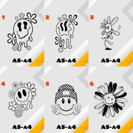 STICKER SMILEY FACE BLACK & WHITE STICKER CUTTING
