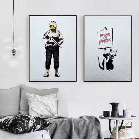 Banksy Street Graffiti Poster Abstract Black and White Balloon Girl Human Canvas Painting Wall Art f