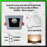 Eyeball Casing with GU10 LED Bulb Single Black - 3000K Warm White