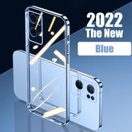 Blue Transparent Phone Case for OPPO Reno 11F 11 10 Pro 5G Pro Plus 8T 8 8Z 7 7Z 6 5 2 2F A96 A95 A94 A92 A78 A77 A76 A74 A58 A54 A52 A16 Find X5 Find X3 Pro 4G 5G A5 A9 2020 Shockproof Protective New Creative Plating Clear Soft Casing Cover
