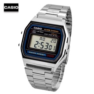 Velashop นาฬิกาข้อมือผู้ชายคาสิโอ ดิจิตอล Casio Digital สายสแตนเลส รุ่น A158WA-1DF - สีเงิน A-158WA