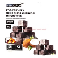 Celcio & Co Eco Friendly 3kg Coco Shell Charcoal Flame Eco-Friendly Charcoal For BBQ 3kg Coconut She