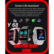 Y68 SMART WATCH Jam Tangan  Bluetooth IP67 Waterproof Y68 Fitness Tracker JAM TANGAN PINTAR SPORT WA