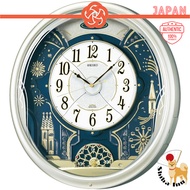 Seiko wall clock, radio-controlled analog, 6 melodies, rotating decoration, pale gold pearl, RE561H