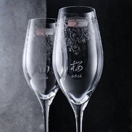 (一對價)300cc【德國Spiegelau結婚送禮】書法字白金香檳對杯刻字