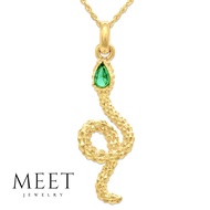 MEET Snake Eme-rald Design Pendant or Pendant w/ Chain 18K Saudi Gold (AMPAO PENDANT) (Pawnable)