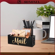 [SONONIA] Wall Or Tabletop Wooden Mail Organizer, Mail Storage Organizer, Letter Holder Box