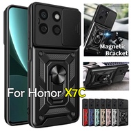 X7C Slide Camera Lens Case For Honor X7C HonorX7C X7 C 4G 5G Shockproof Phone Case Armor Holder Ring
