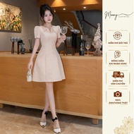 Sleeve Collar Dress with Stone A-Line Mini Party Outing Dress Made of Luxurious Brocade Taffta Mater
