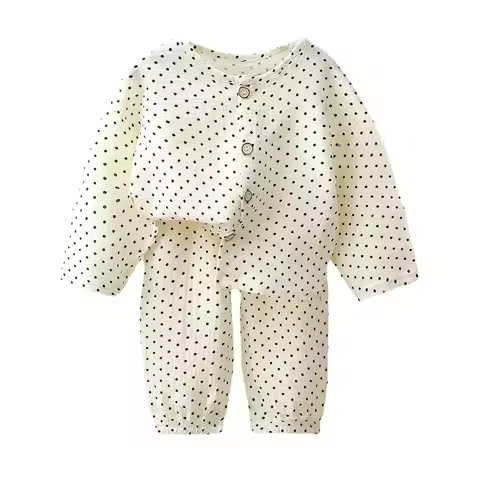 Boys Girls Suit Baby Muslin Cotton Clothes Sleepwear Outfit Children Long Sleeves Pajamas Set Tops+P
