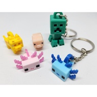 Axolotl mini model/keychain set inspired by Minecraft