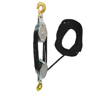 Lifting Pulley Hoist Galvanized Steel Block with Multi Nylon Rope and Secure Hook for Heavy-Duty Lif