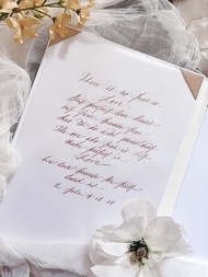 復古 手寫LOVE QUOTE 透明絲絨紙 結婚證書套 西洋書法