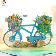 OKDEALS01 Blank Flower Bicycle Pop Up Card Folding Cartoon Flower Bike Greeting Card Thanks Card 3D Birthday Greeting Cards Greeting Card