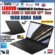 Lenovo ThinkPad X1 Carbon Gen 8 ) Intel i7- (10th Gen) Processor up to 4.90 GHz, 1TB PCIe SSD, 16GB 