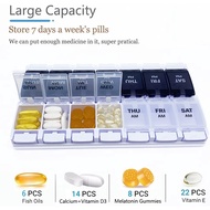 【Pill Box】Weekly Pill Box Organizer 7 / 14 Days Portable Medicine Case Box 7 / 14 Days AM PM Weekly 