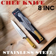 PISAU DAPUR 8INC LEBAR CHEF KNIFE STAINLESS STEEL GAGANG PLASTIK MOTIF KAYU L7021