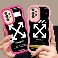 MERAH A-27 OFF White Casing for Samsung S25 Ultra A56 A26 A36 5G black red Pink Case