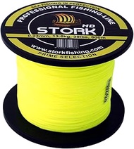 Stork HD 4-Way Braided Fishing Line 600 m (Fluo Yellow, 30 lbs / 13.6 kg / 0.23 mm)