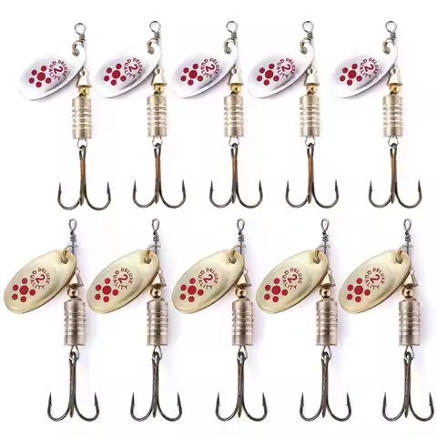 10Pcs 6.7cm 7g Rotating Spoon Metal Bait Fishing Bait, Sequined Crank Spoon Fresh Water Salt Water R