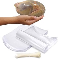 Poultry Shrink Bags - 50 Clear 10" x 16" for Whole Chickens or Rabbits w/ 50 zip ties included / 2.5
