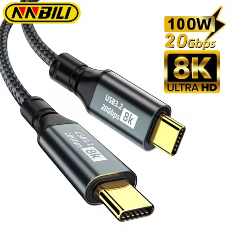 NNBILI PD100W USB 3.2 20Gbps ThunderBolt 3 Type C to Type C Cable 8K@60Hz USB-C Cable Cord For iPhon