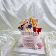 美少女戰士生日蛋糕 母親節蛋糕 客製 造型 翻糖 母親 6吋面交