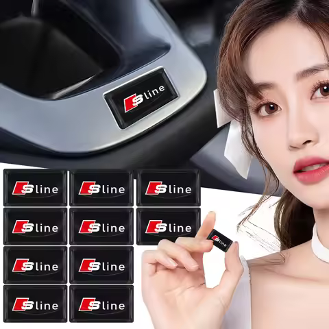 2/10pcs Car Interior Badge Sticker 3D Epoxy Glue Decals Accessories for Audi Sline A6 8V A4 B8 A7 RS