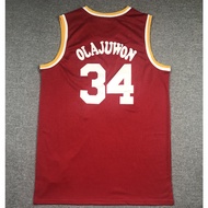 new NBA men’s Houston Rockets #34 Hakeem Olajuwon retro embroidery basketball jerseys jersey red