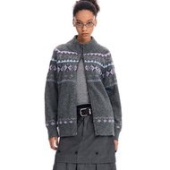 費爾島提花抓毛毛衣 圓領拉鏈外套