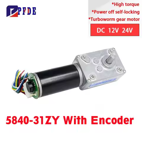 5840-31ZY With Scroll Hall Encoder DC Motor 12V 24V Self locking ALL Metal Gear Forward Reverse Worm