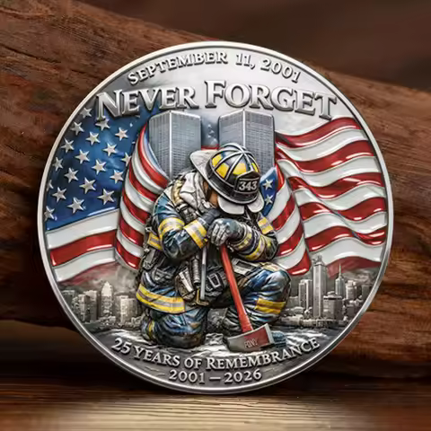 25 Years of Remembrance 9.11 Silvery Plated Collection Coin in Memory of Never Forget 343 Souvenir C
