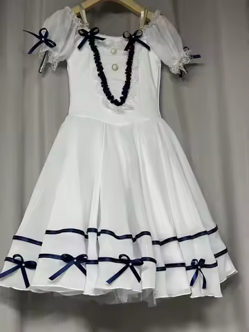 Giselle Adults Women Romantic Long Ballet Dress Kids Child Ballerina Dress White Dance Costume Tutu 