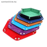 SRMY Foldable Dice Tray Box PU Leather Folding Hexagon Coin Square Tray Dice Game .