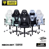 เก้าอี้เกมมิ่ง โฉมใหม่ NUBWO Gaming Chair Phenom NBCH-007 หมอนกำมะหยี่ ขาเหล็ก ปรับนอนได้ถึง 180 องศา สินค้าประกัน 1 ปี White/Light Blue One