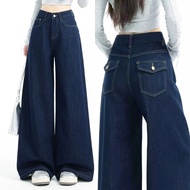 Plus Size Baggy jeans wide leg Pants for women Baggy pants Retro Denim for women High waist pants