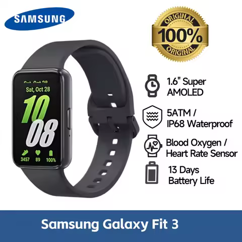 Samsung Galaxy Fit 3 SmartBand 1.6'' IP68 Waterproof Super AMOLED Display Heart Rate Blood Oxygen Se